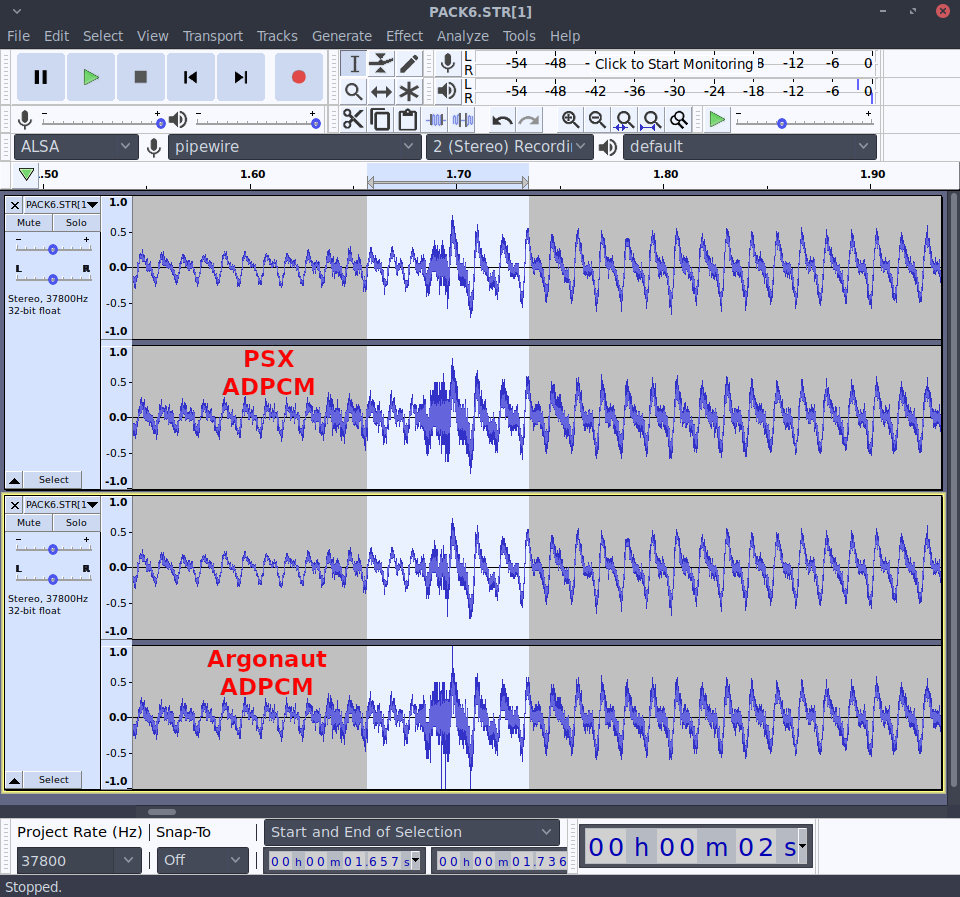 Comparison picture of the Original and Encoded waveforms
